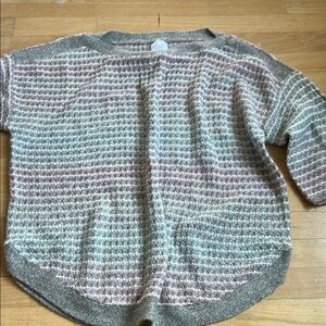 Sunday Gray and Purple Crew Neck Sweater with Relaxed Fit